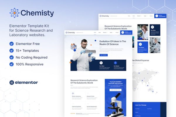 Download Chemisty – Science Research & Laboratory Elementor Template Kit