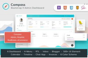 Download Compass Bootstrap 4 multipurpose Admin Template Admin Bundle for Hospital RealEstate eCommerce and more