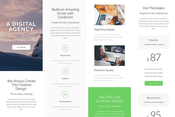 Download Continum - Responsive Email + StampReady Builder Continum is clean and modern email template is awesome design for your corporate and business.