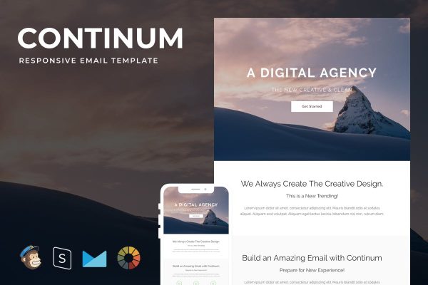 Download Continum - Responsive Email + StampReady Builder Continum is clean and modern email template is awesome design for your corporate and business.