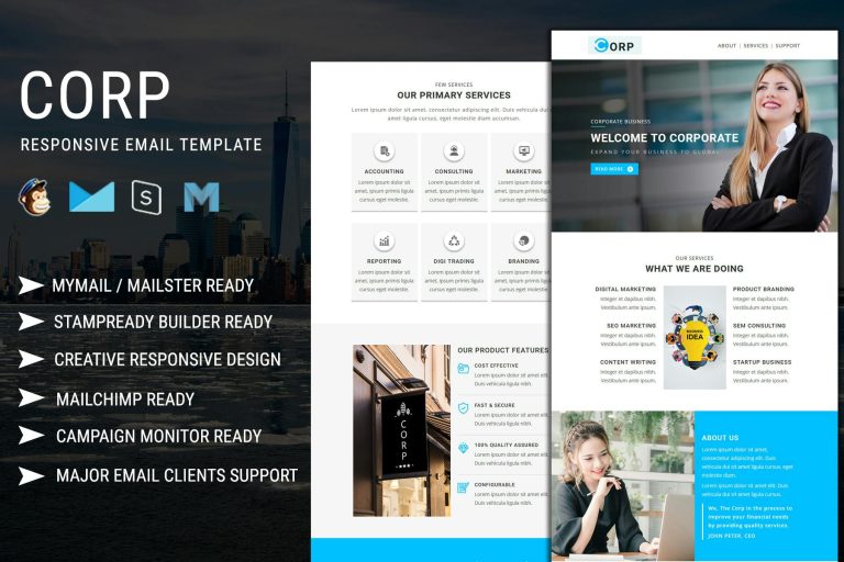 Download Corp - Responsive Email Template Best Coporate Responsive Email Template for your Business Growth