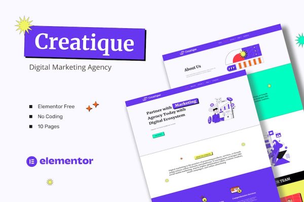 Download Creatique - Digital Marketing Agency Elementor Template Kit