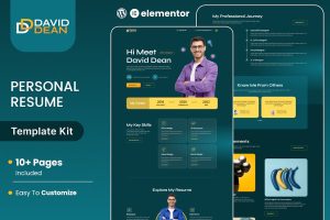 Download DavidDean – Personal Portfolio & Resume Elementor Template Kit