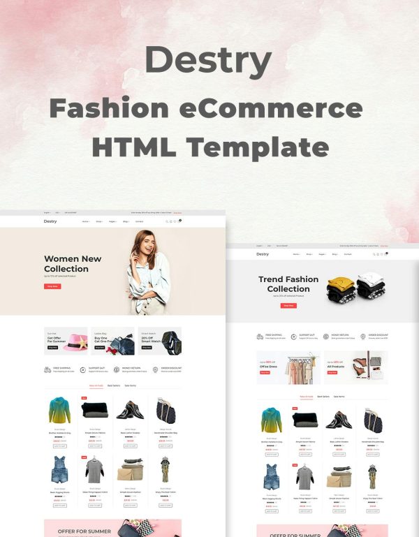 Download Destry - Fashion eCommerce HTML Template This stunning web template also incorporates a responsive and cross-browser compatible layout
