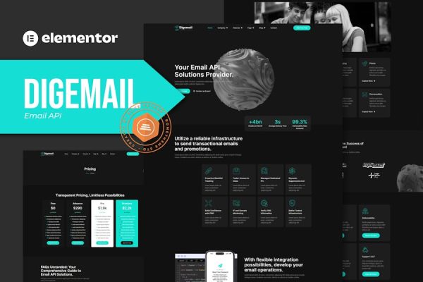 Download Digemail - API Solutions & Services Elementor Pro Template Kit