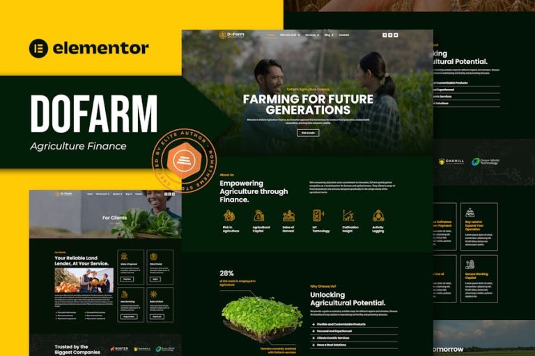 Download Dofarm - Agriculture Finance Elementor Pro Template Kit