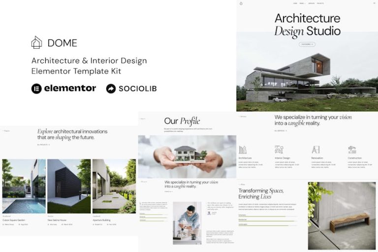 Download Dome - Architecture & Interior Design Elementor Template Kit
