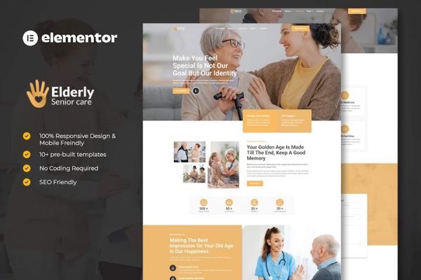 Download Elderly - Senior Care Services Elementor Template Kit