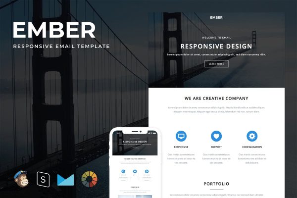 Download Ember - Responsive Email + StampReady Builder Ember is clean and modern email template is awesome design for your corporate and business.