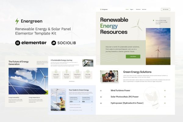 Download Energreen - Renewable Energy & Solar Panel Elementor Template Kit