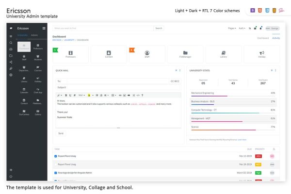 Download Ericsson - Admin Template for University & school It is really suitable for Professors, Staff, Student, Library Assets, Departments & Organization.