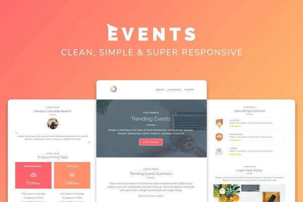 Download Events Responsive Multipurpose Email Template Responsive, fits in every screens, easy to edit, clean and creative newsletter email template