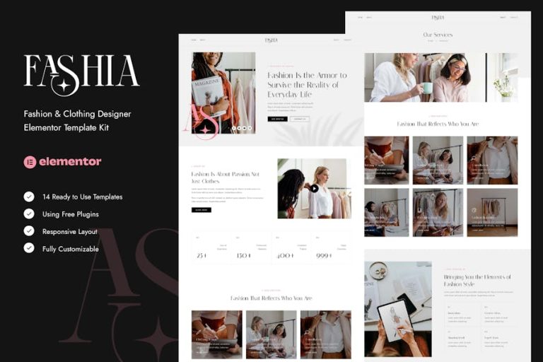 Download Fashia - Fashion & Clothing Designer Elementor Template Kit