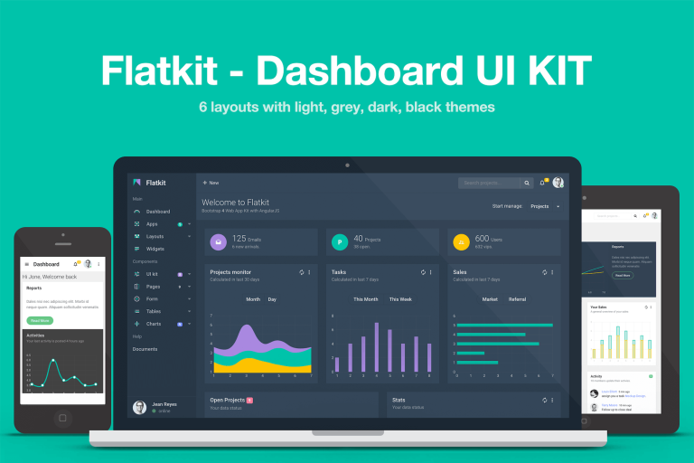Download Flatkit - Dashboard UI KIT Bootstrap 4 admin dashboard with AngularJS