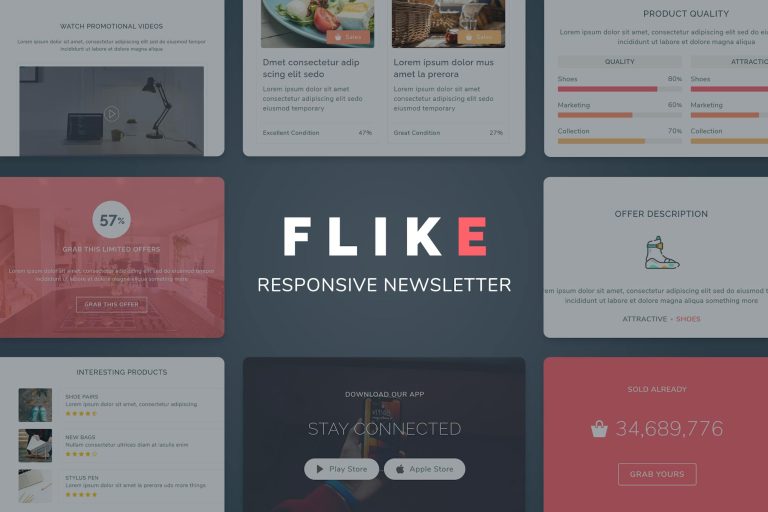 Download Flike Responsive Newsletter Email Template Responsive, fits in every screens, better for sale, clean and creative business email template