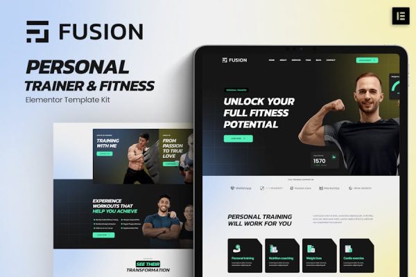 Download Fusion - Personal Trainer & Fitness Elementor Template Kit