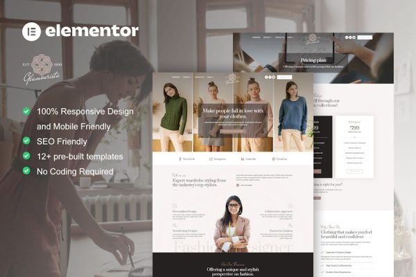 Download Glamourista - Fashion Designer Elementor Template Kit