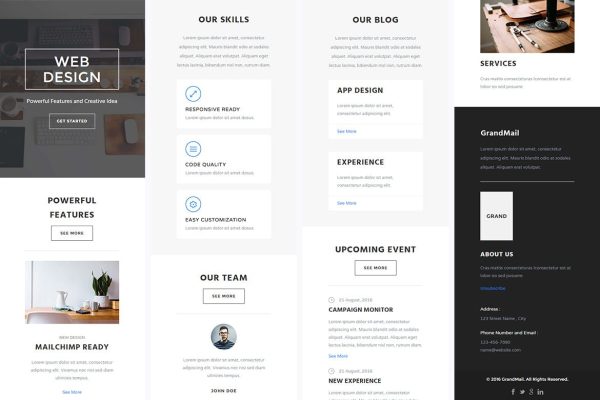 Download GrandMail - Responsive Email + StampReady Builder GrandMail is clean and modern email template is awesome design for your corporate and business.