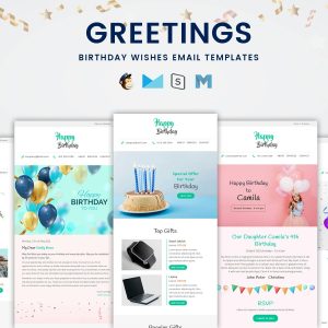 Download Greetings - Birthday Wishes Email Templates Bundle Birthday wishes email templates bundle with Pennyblack Builder