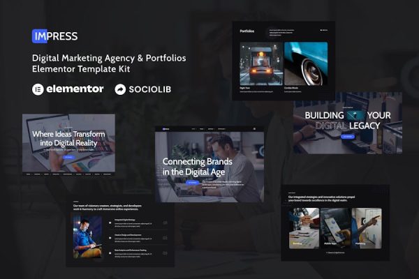 Download Impress - Digital Marketing Agency & Portfolios Elementor Template Kit