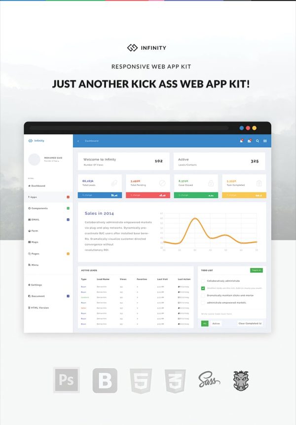 Download Infinity - Responsive Web App Kit admin, app, application, bootstrap, charts, crm, D3, dashboard, kit, panel, Ra-Themes, software, ui