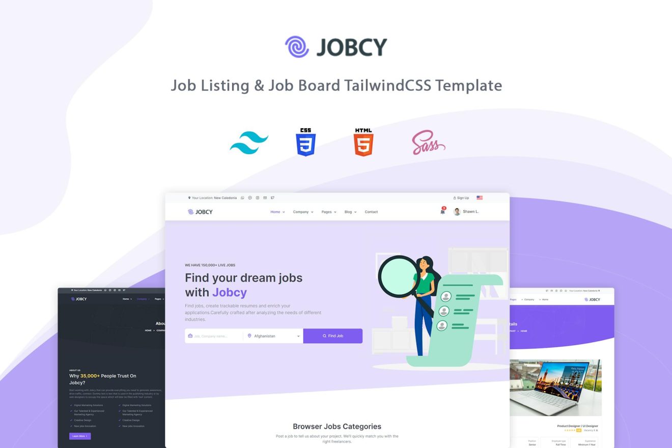 Jobcy - Tailwind CSS Job Listing & Board Template Jobcy – is a modern ...