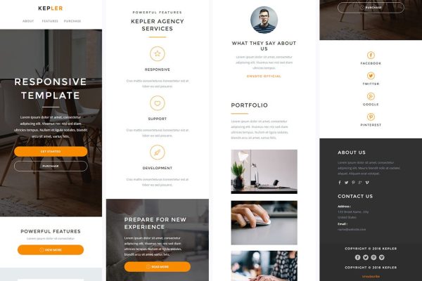 Download Kepler - Responsive Email + StampReady Builder Kepler is clean and modern email template is awesome design for your corporate and business email.
