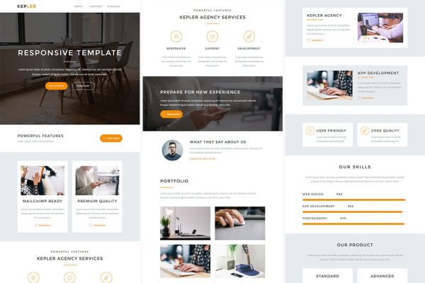 Download Kepler - Responsive Email + StampReady Builder Kepler is clean and modern email template is awesome design for your corporate and business email.