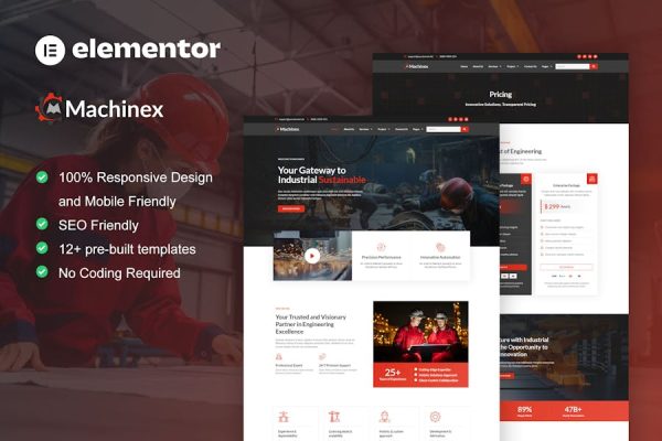 Download Machinex - Engineering & Industrial Service Elementor Template Kit