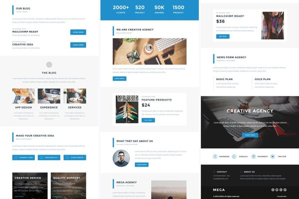 Download Mega - Responsive Email + StampReady Builder Mega is clean and modern email template is awesome design for your corporate and business email.
