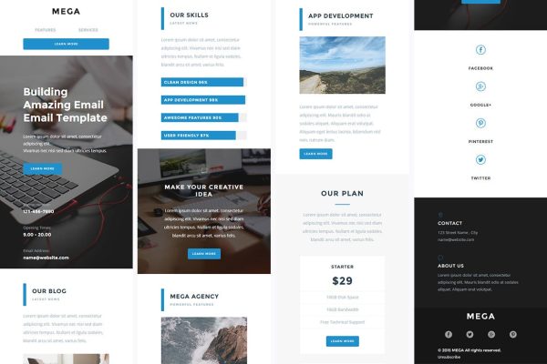 Download Mega - Responsive Email + StampReady Builder Mega is clean and modern email template is awesome design for your corporate and business email.