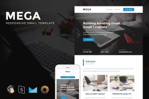 Download Mega - Responsive Email + StampReady Builder Mega is clean and modern email template is awesome design for your corporate and business email.