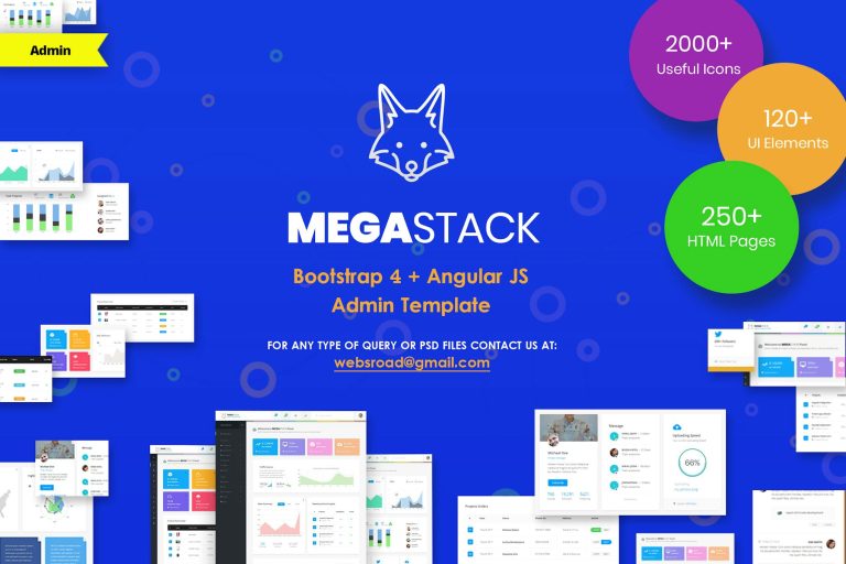Download MegaStack - Bootstrap 4 & Angular JS Admin Panel Responsive admin template based on Angular JS and bootstrap 4 with unlimited possibilities.
