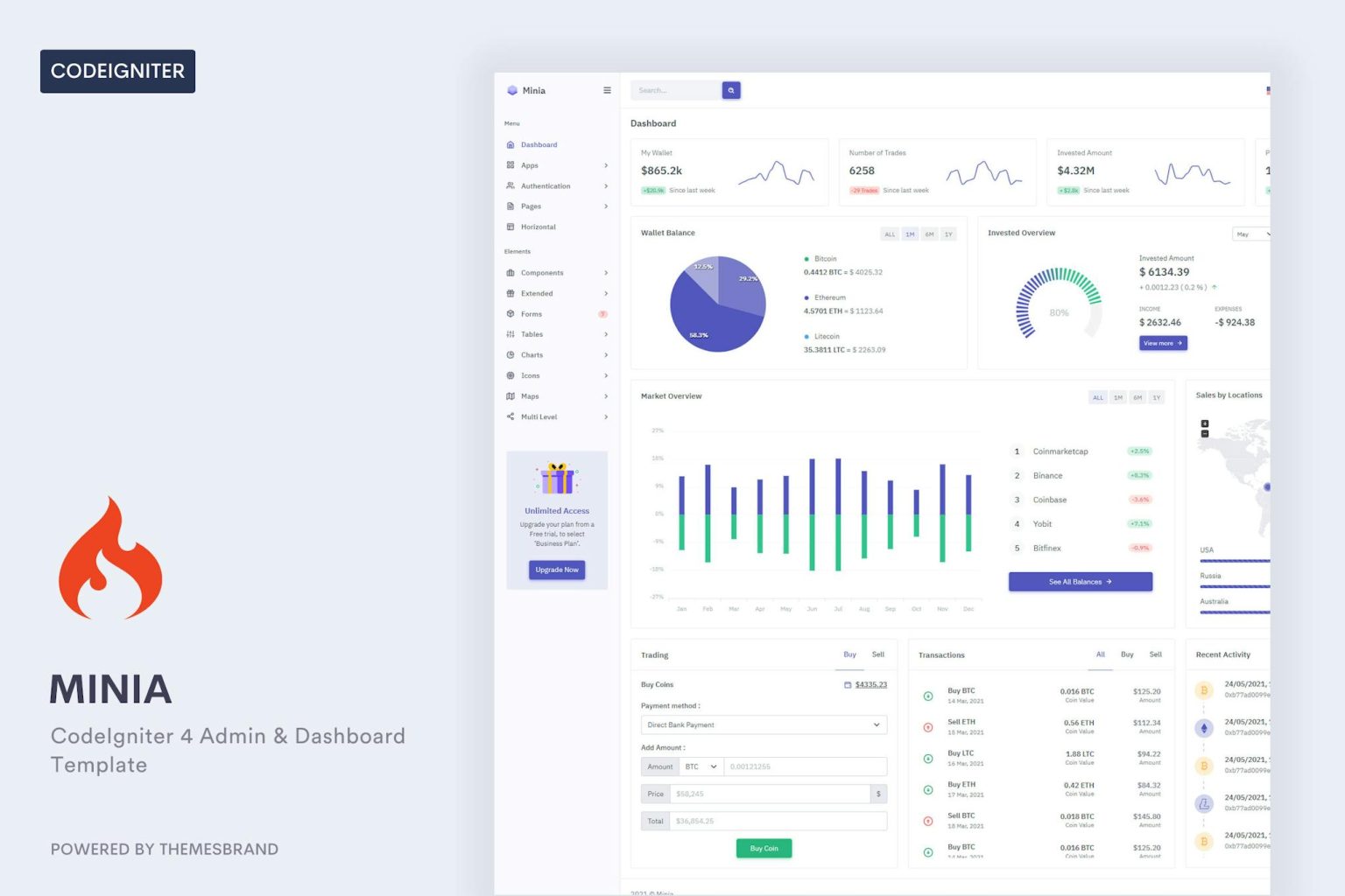 Minia CodeIgniter 4 Admin & Dashboard Template Minia Codeigniter is a