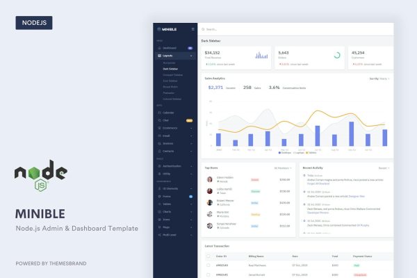 Download Minible - Node.js Admin & Dashboard Template Minible is a fully featured premium admin dashboard template in Bootstrap ^5.0.0-beta2 and Node js..