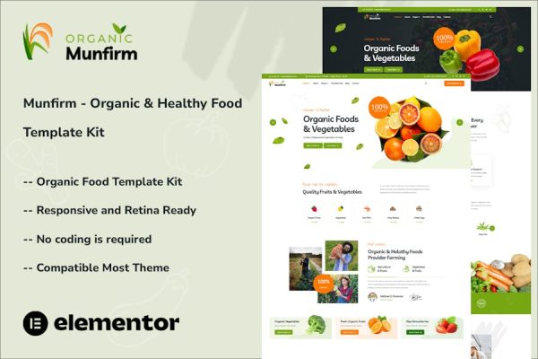 Download Munfirm - Organic & Healthy Food Elementor Template Kit