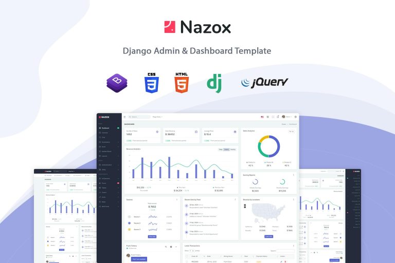 Download Nazox - Django Admin & Dashboard Template Nazox is a fully featured premium admin dashboard template in Django with developer-friendly codes.