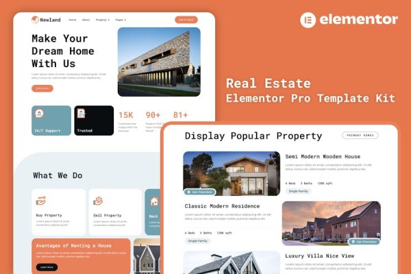 Download Newland - Real Estate Elementor Pro Template Kit