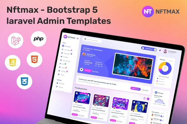 Download Nftmax - Bootstrap 5 laravel Admin Templates Admin Dashboard Template