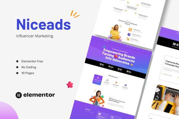 Download Niceads - Influencer Marketing Elementor Template Kit