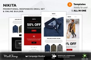 Download Nikita - Promotional Email Templates Set Nikita - Promotional Email Templates Set with Online Builder