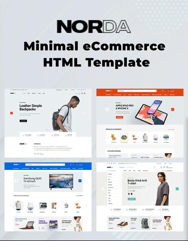 Download Norda - Minimal eCommerce HTML Template 37+ Total Pages including 10+ Home Pages, Norda is a 100% responsive template