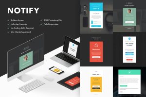 Download Notify - 6 Emails + Themebuilder Access 6 High quality responsive email newsletter templates | MailChimp | Campaign Monitor supported