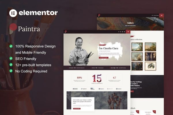 Download Paintra - Creative Artist & Painter Elementor Pro Template Kit