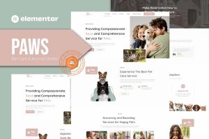 Download Paws - Pet Care and Animal Shelter Elementor Template Kit