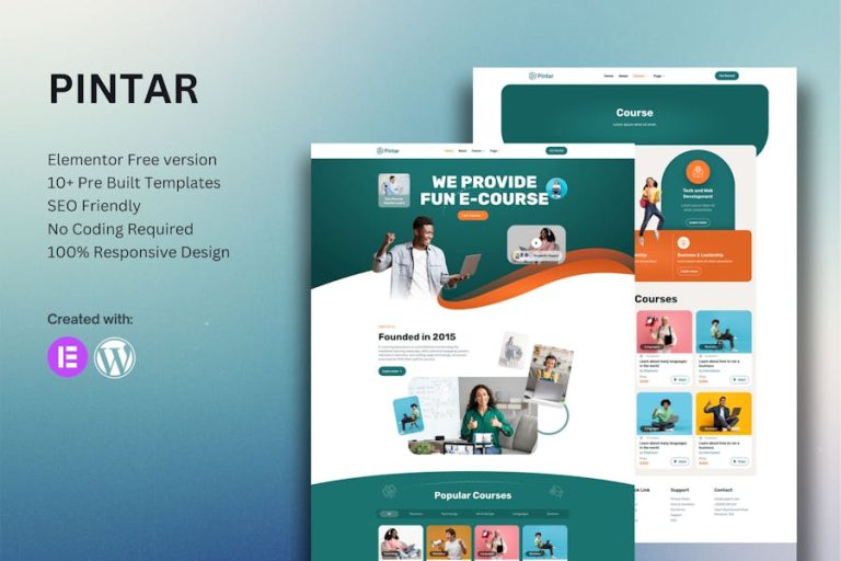 Download Pintar - Online Courses Elementor Template Kit