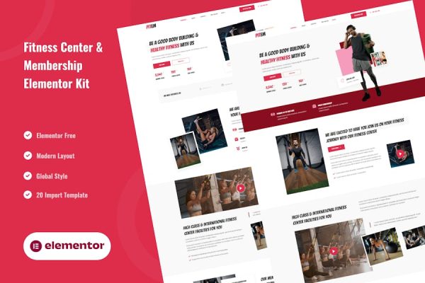 Download Pitem - Fitness Center & Membership Elementor Template Kit