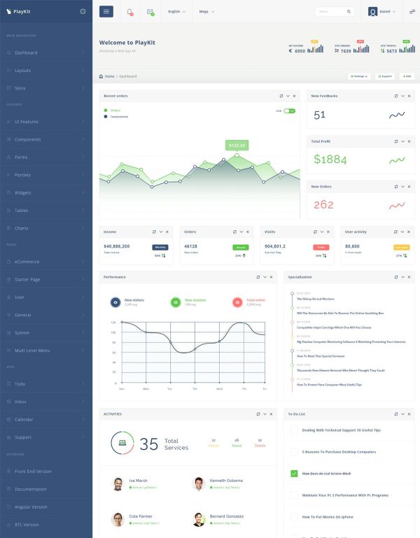 Download PlayKit - Web Application Kit & Dashboard admin, app, application, bootstrap, charts, crm, D3, dashboard, kit, panel, Ra-Themes, software