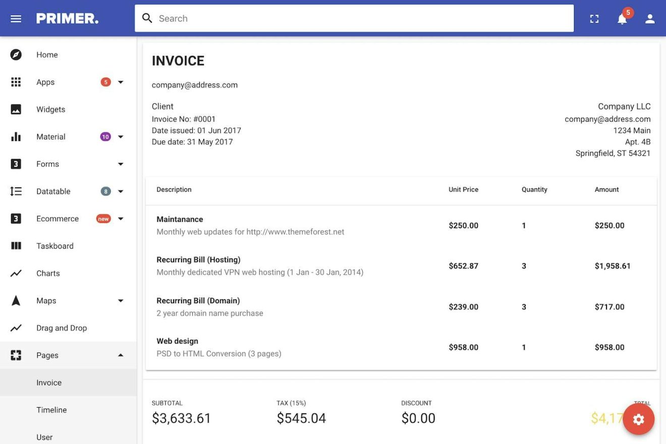 Primer - React Material Design Admin Template A React material design ...