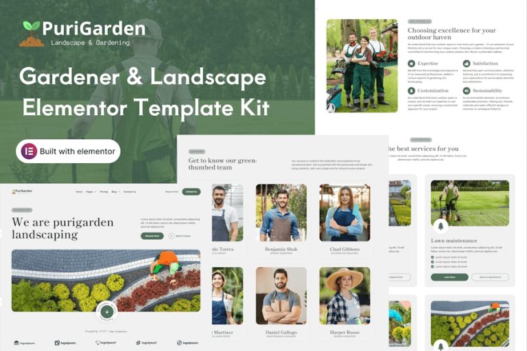 Download PuriGarden - Gardener & Landscape Elementor Template Kit